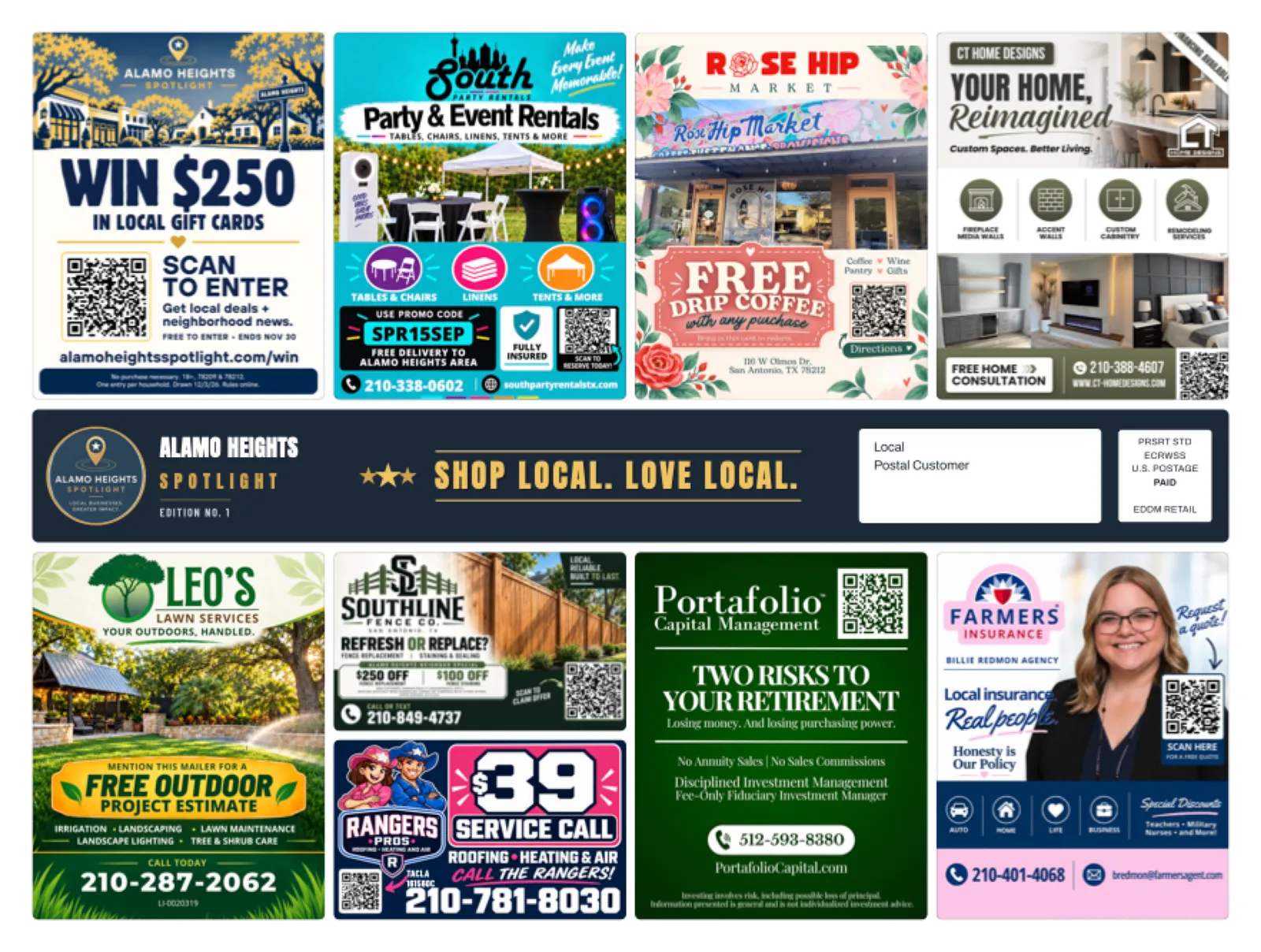 Front of sample Alamo Heights artwork — sample only, not this edition